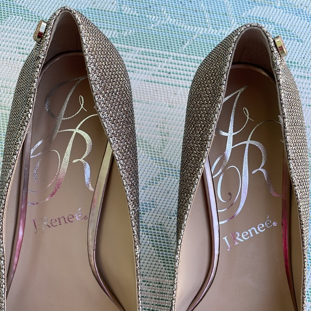 J.Renee Metallic Taupe Pointed Kitten Heel Pumps - Picture 3 of 11